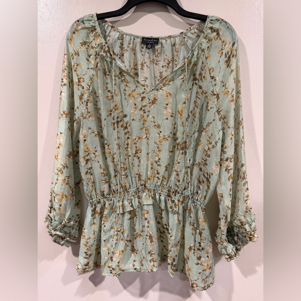 Current Air Green Floral Blouse - Great Condition- Size Medium